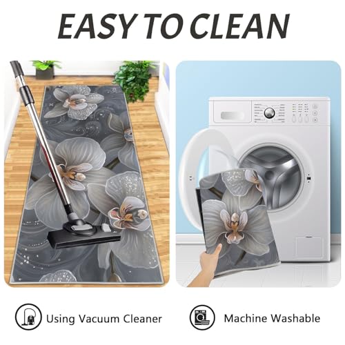 Alfombras de cocina antideslizantes juego de 2 piezas gris lavables para evitar resbalones 8