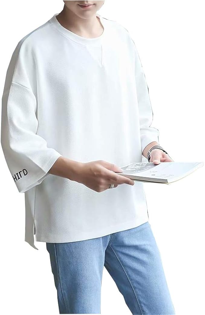 Amazon Angeloｔシャツ メンズｔシャツ カットソーｔシャツ トップス メンズ 韓国bf風 半袖 7分丈 無地 丸首 夏服 ゆったり 流行り オシャレ ファッション トレンド ルームウエア 日常 アウトドア 学生 青年 Tシャツ カットソー 通販