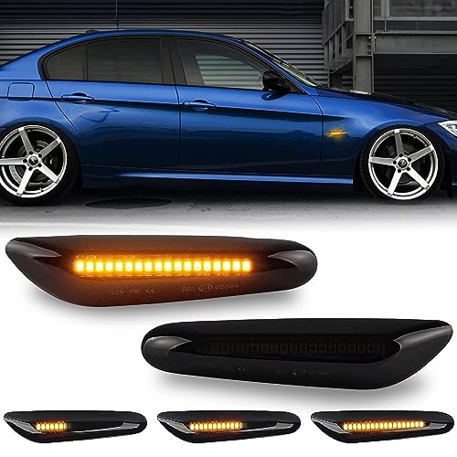 OZ-LAMPE Intermitente Lateral Dinamicos LED para BM-W E92 E46 E87 E81 E36 E90 E91 E60 E61 E88 E93 E53, Luce Intermitente Lateral, 2 Piezas Negro, Indicador Laterales Canbus