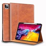 Gexmil for iPad Pro 11 Inch Case 2022/2021/2020/2018(4th/3rd/2nd/1st Generation) with Pencil Holder,Auto Wake/Sleep,Genuine Leather Case with Stand,Oil Wax Brown
