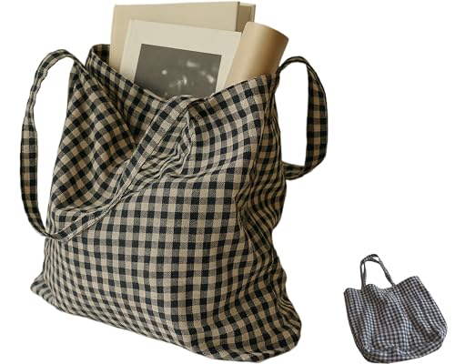Bolso tote clásico de cuadros negro y blanco para mujer