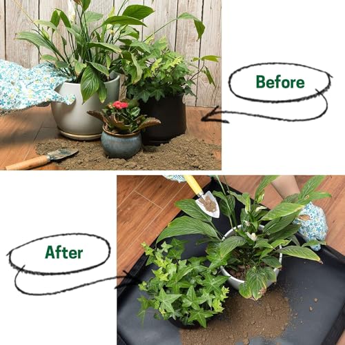 Image of 75x100 Gardening Mat for Plant Transplanting and Mess Control Thickened Waterproof Potting Tray Succulent Potting Mat Portable Gardening Mat Plant Gifts for Women Men, (Black, 75x100)