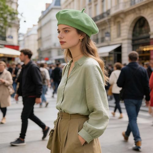Image of Jolbndcv 6PCS Beret, French Beanie, Outdoor, Winter, Fashion Lady Hat | One Size Fits Most,Solid Color,Stretchable,for All Season