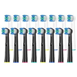 16 Stück Aufsteckbürsten Kompatibel mit Oral B Vitality Pro, Genius X, Pro 3 9000, Pro1 750, Zahnbürstenaufsatz für Oral B Elektrische Zahnbürste, Bürstenköpfe von Rebeool, Weiß/Schwarz