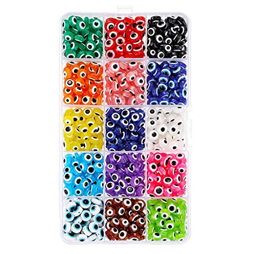 YO-HAPPY 450 Uds 8mm Cuentas Redondas de Mal de Ojo Ojo Turco Cuentas de Resina Kit de dijes fabricación de Joyas Cover