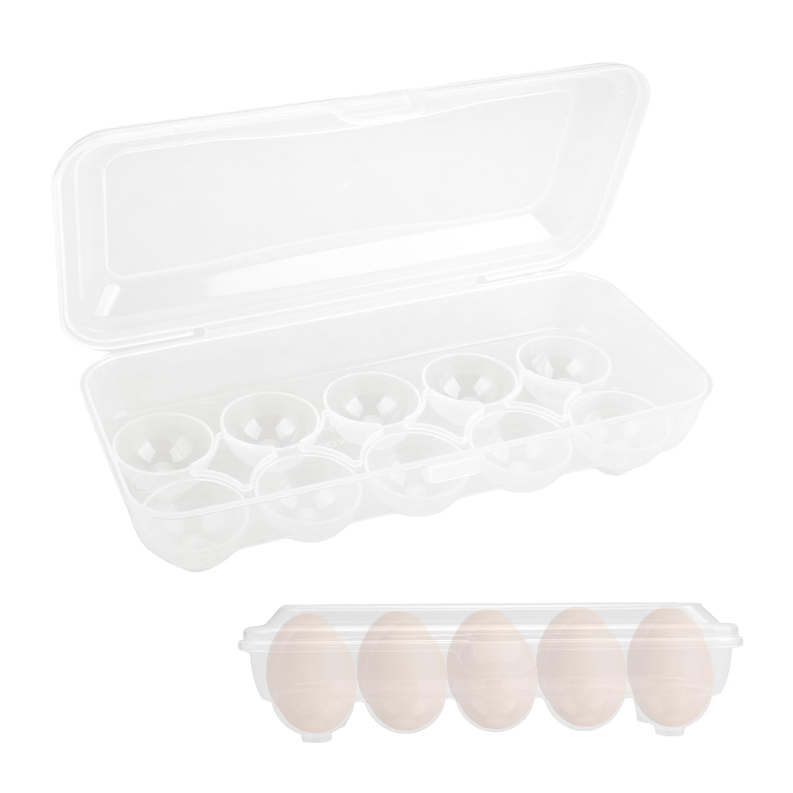 2 Boîtes à œufs En Plastique - 10 œufs Chacune - Rangement Frigo Empilable - Transparent, Couvercle Hermétique - Matériau Alimentaire Sans BPA