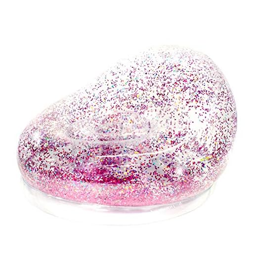 Air Candy Pink Glitter Inflatable Chair, Accent Contemporary Lounge Chair for Living Room, Bedroom, Dorm Room, Patio Decor Indoors or Outdoors, Waterproof, Kids, Teens, Adults, 3lbs