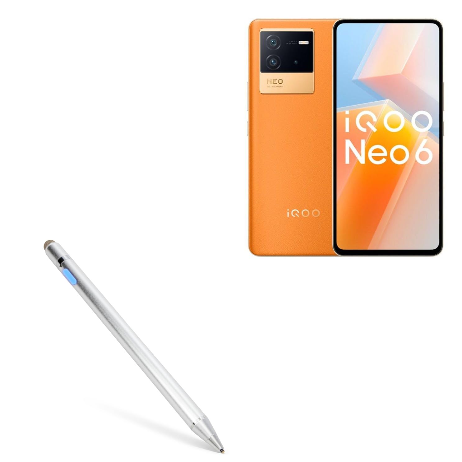 BoxWave Stylus Pen Compatible with iQOO Neo 6 - AccuPoint Active Stylus, Electronic Stylus with Ultra Fine Tip - Metallic Silver