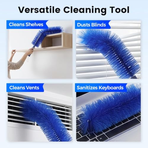 Image of Fan Cleaner Brush, Flexible Ceiling Fan Cleaner, New Bendable Dusting Brush for Electric and Blind, Reusable Microfiber Dust Collector (Blue*2PC)