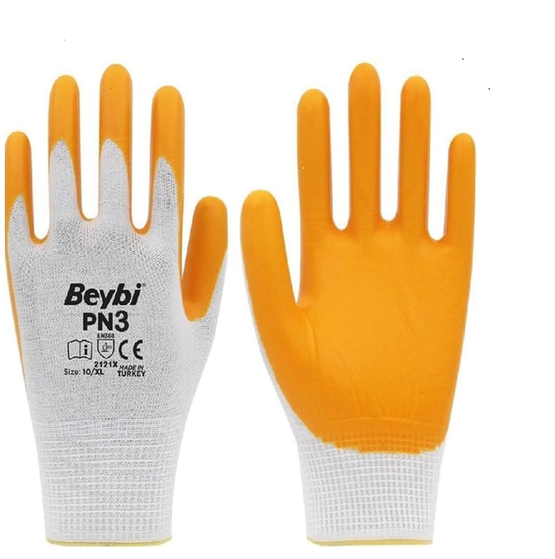 Beybi Pn3 Polyester Örme Yarı Nitril Kaplı İş Eldiveni 10 Beden 5 Çift