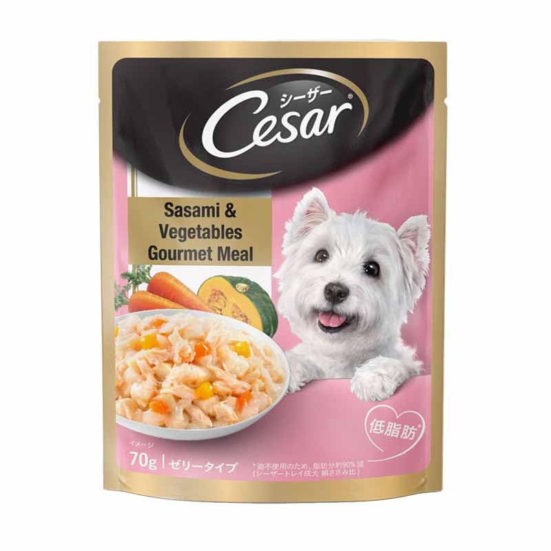 Image of Cesar Premium Adult Wet Dog Food (Gourmet Meal), Sasami & Vegetables, 16 Pouches (16 x 70g)
