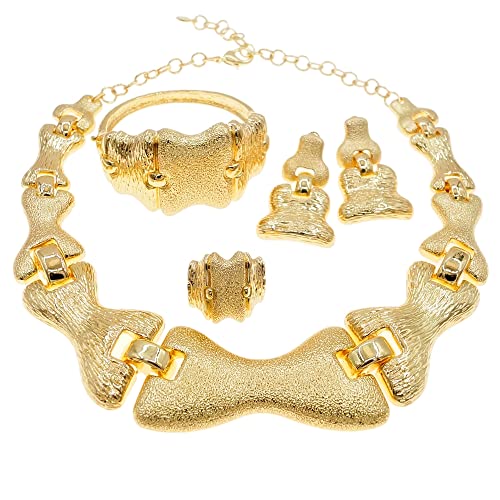 Juego de joyas chapadas Yulaili con collar y pendientes grandes
