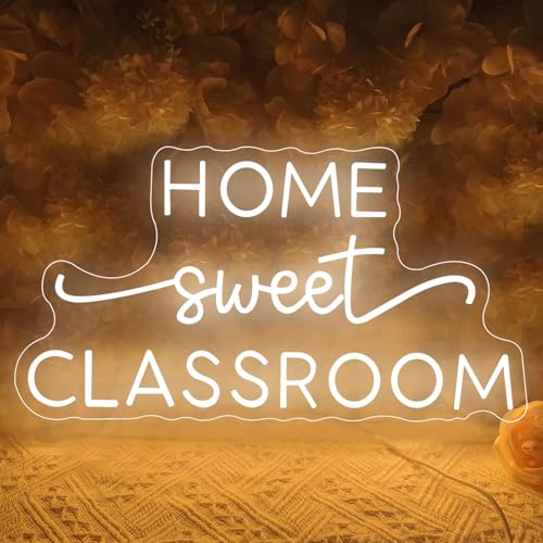 Image of Home Sweet Classroom Neon Sign Classroom Door Hanger Teacher Christmas Gift Teacher Sign Light for Teachers, Back to School Gifts, Classroom Decor