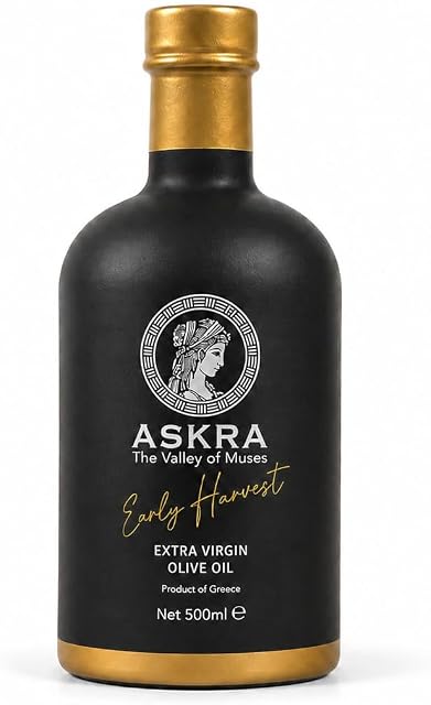 ASKRA Early Harvest Extra Virgin Olive Oil 500ml | High Phenolic 600+ mg/kg Polyphenols | London IOOC Platinum Award Winner | Megaritiki Single Estate | Cold Extracted | Boeotia, Greece