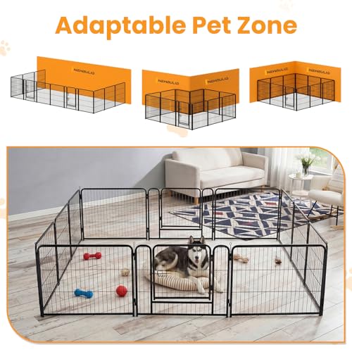 Image of NEWBULIG Dog Playpen for Indoor 12 Panels 24 inch - Portable Heavy Duty Metal Pet Exercise Pen with Door, Foldable Small Dog Puppy Playpen Fence for Outdoor RV, Camping, Yard, Garden