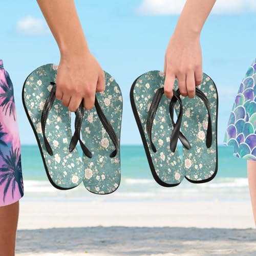 CEBUGI Unisex Flip Flop -Flat Sandal -NonSlip Couple Slippers -Natural Rubber Foam Soles Ultimate Comfort and Durability for Indoor Outdoor|Vintage Floral4