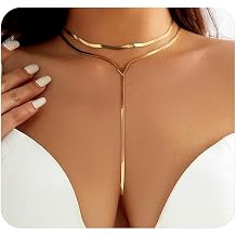 Chunky Gold Choker Necklace for Women,Trendy Silver Statement Necklace Long Snake Chain Drop Necklace,Charm Prom Body Jewelry Accessories Gifts