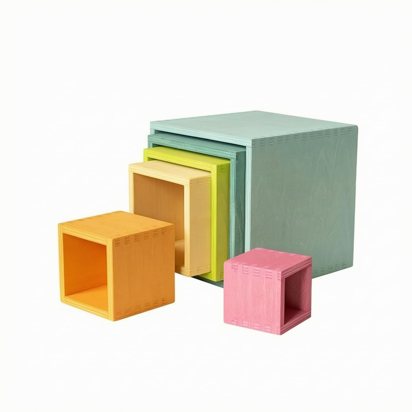 Cubo Montessoriano Educativo | Finitura Opaca, Giocattolo Sensoriale in Legno, Sicuro, Cubo Incastro, per Cameretta, Bambini, Neonati, Macaron