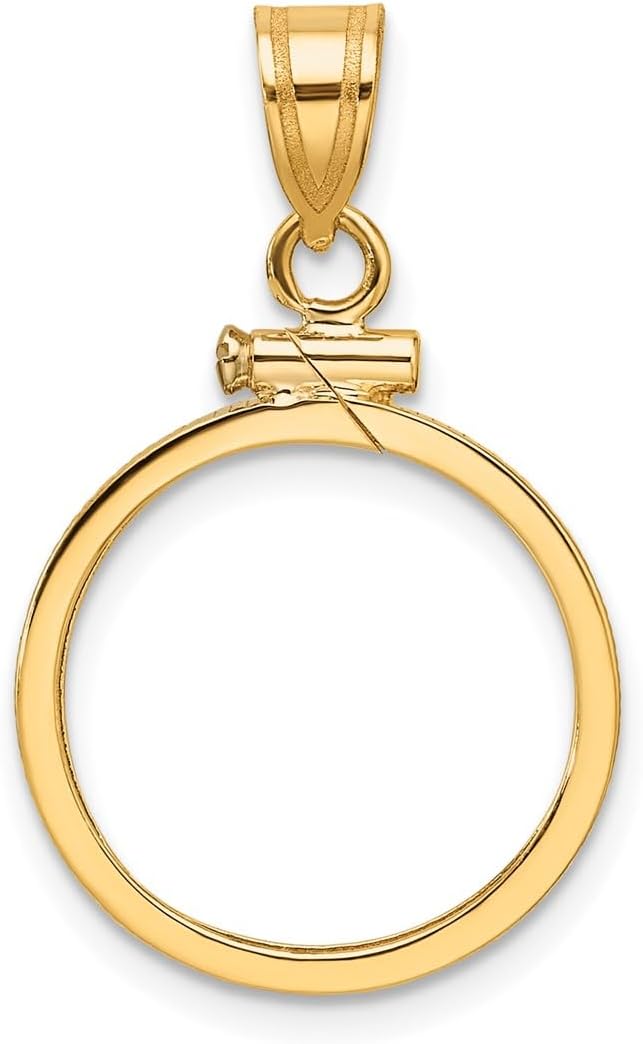 14k Polished 16.5mm x 1.35mm Screw Top Coin Bezel Pendant, Yellow