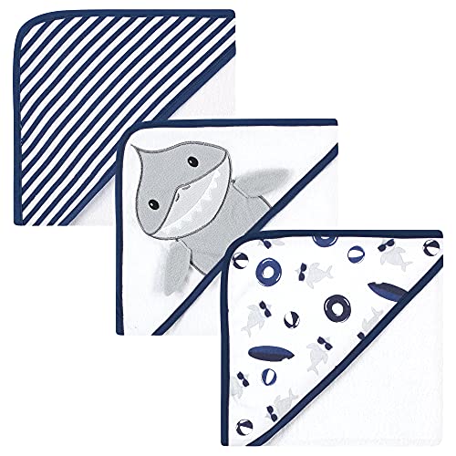 Image of Hudson Baby Unisex Baby Cotton Rich Hooded Towels, Gray Shark, One Size