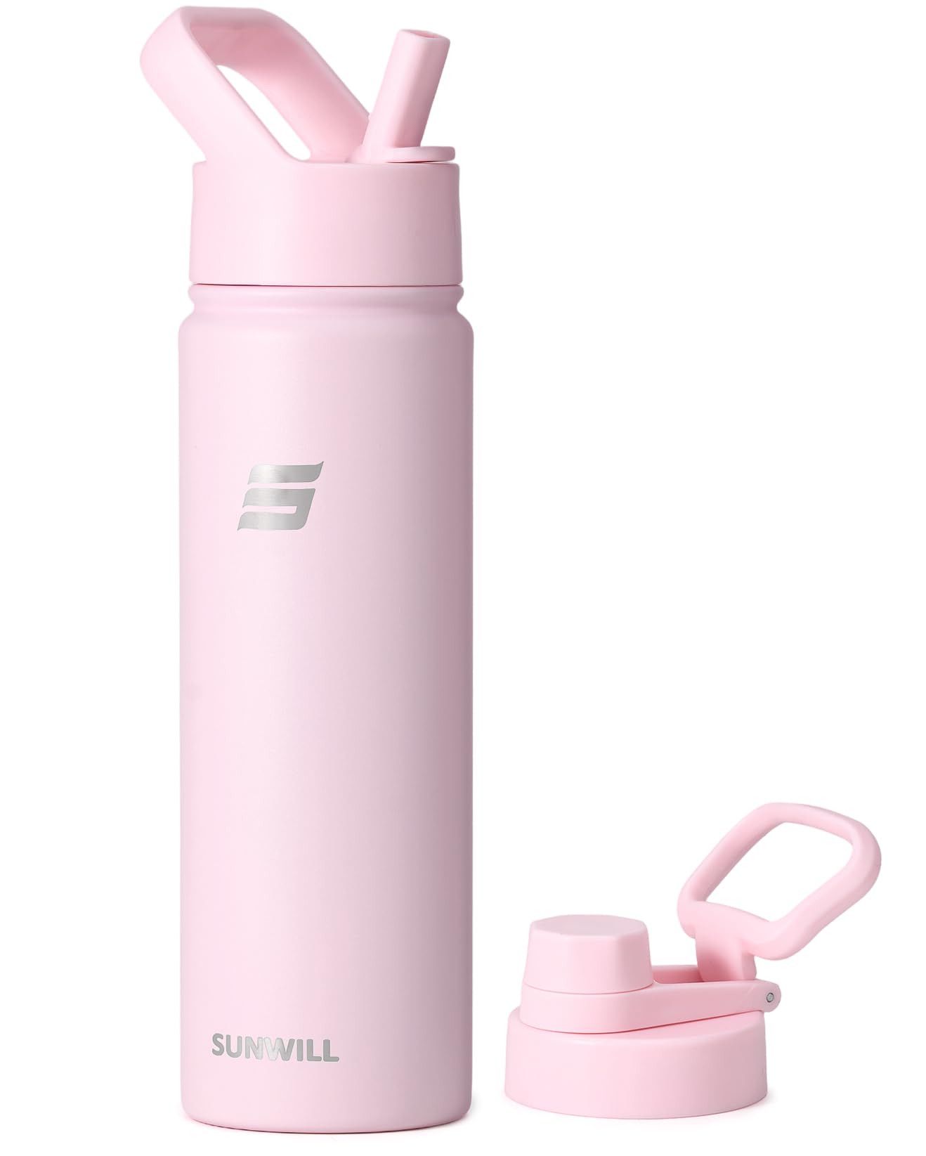 SUNWILL Metal Water Bottle with Straw Stainless Steel