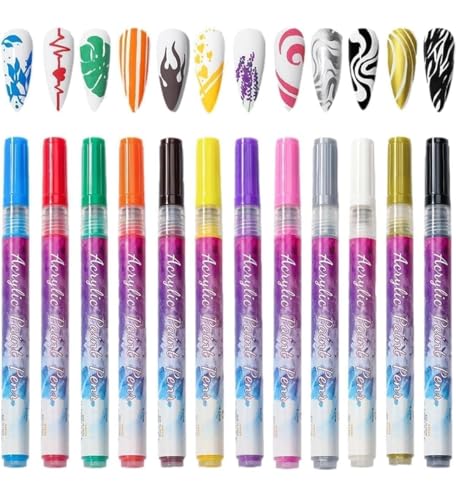 Nail Art Paint Pens Set Multi Color Acrylic Nail Design Pens for Nail Decoration