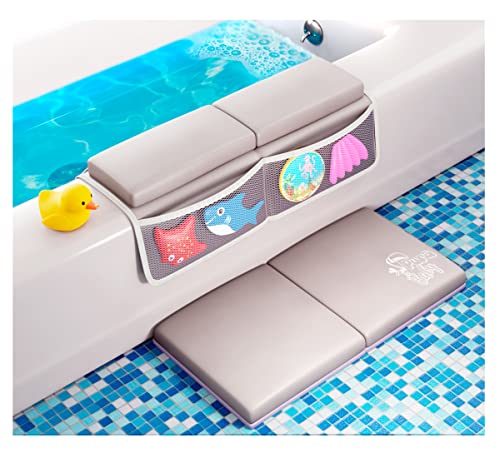 Image of Bath Kneeler with Elbow Rest Pad Tub Cushion Set for Baby Bath Non-Slip and Thick Kneeling Mat with Organizer. Bathtub Accessories, Premium Quality for Your Safety, Durable and Easy to Clean