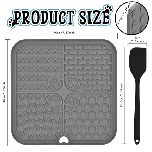 ROELLY Schleckmatte, 2er-Set, Leckmatte für Hunde Mit Silikonspatel, Slow Feeder, Hundesachen, Mit Saugnapf, BPA-Frei, Zum Baden, Füttern, Trainieren