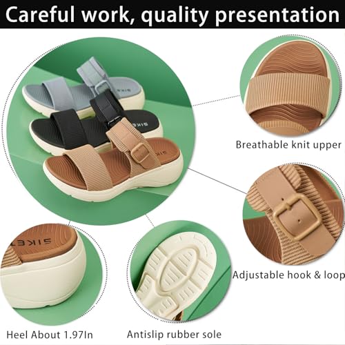 Women's Breathable Knit Slip-On Wedge Slingback Sandals Lightweight Anti-Slip Platform Outdoor Walking Sports Summer Slippers3