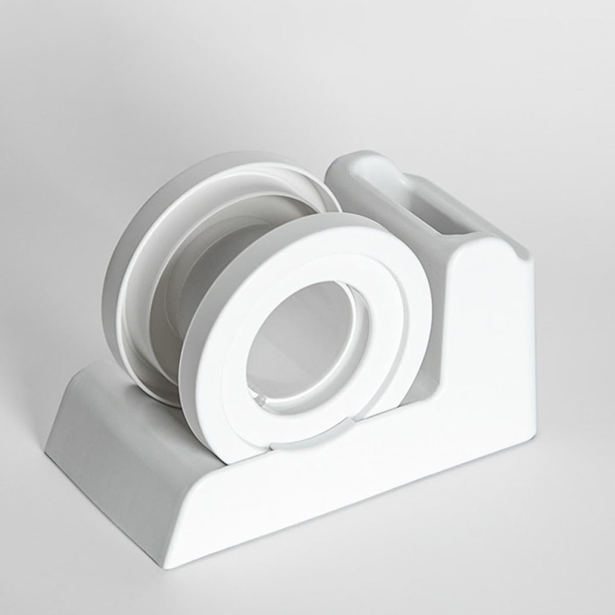 Dispenser da Scrivania in Plastica per Nastro Adesivo Bianco | Design Semplice e Moderno, Uso Pratico e Comodo, Formato da Tavolo per Ufficio