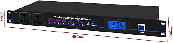 Stereo Equalizer, Home Audio Equalizer, 8-Way Power Output/Forward and Reverse Time Switch/Real Time Frequency Level Display, for DJ Stations