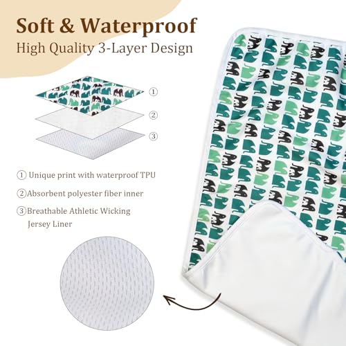 Image of Mama Koala Waterproof Cloth Diaper Changing Pad - Waterproof Reusable Absorbent Mat for Cloth Diapers, Baby Crib, Travel, Daycare, 2 Pack 27.5 * 15.7 Inches