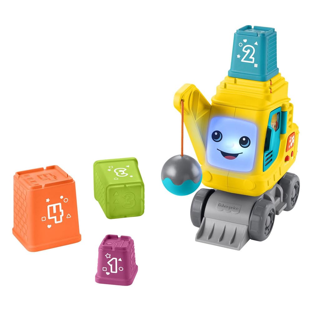 Fisher-Price Gru Impila E Costruisci – Gioco Educativo Con Luci E Musica, 50+ Suoni, Per Bambini 9 Mesi – 3 Anni – Edizione Multilingua (IT/EN/FR/DE) - 2