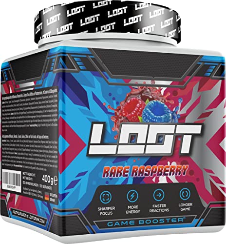 LOOT® - Premium Game Booster mit der Flow-State® Formel | 50 Servings (400g) mit Koffein | 20 hochdosierte Inhaltsstoffe | Unique Design | Konzentration Ausdauer Reaktionsfähigkeit | Rare Raspberry Cover
