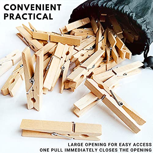 Wooden Clothes Pins Heavy Duty Outdoor Clothespins for Hanging Clothes Wood Clips Large Close Pins Clothing Pegs for Crafts Clothesline Laundry, 2.9 Inch, Pack of 50 - Thumbnail 7