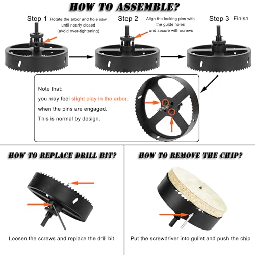 Image of 7-1 /4 Hole Saw for Recessed Lights, 7.25 Inch Hole Cutter with Dust Bowl Catcher for Led Recessed Lighting 7 Inch and Wood Metal Drywall, Bi-Metal Construction, Black