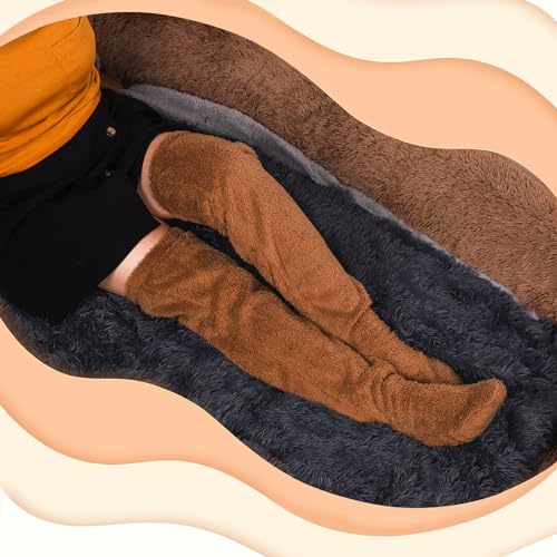 BOXOB Over Knee High Fuzzy Socks, Thigh Snuggs Cozy Socks Winter Leg Warmers Plush Long Slipper Sleeping Stockings for Home3