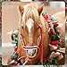 SilTriangle 3 Pcs Christmas Horse Santa Halter Bridle Cover with Jingle Bell Horse Halter Noseband Cheek Pieces Cover Christmas Tack Costume for Parade (Red and White)