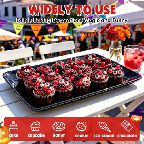 Image of Halloween Edible Sprinkles,Red Black Silver Eyeball Sugar Sprinkle Mix