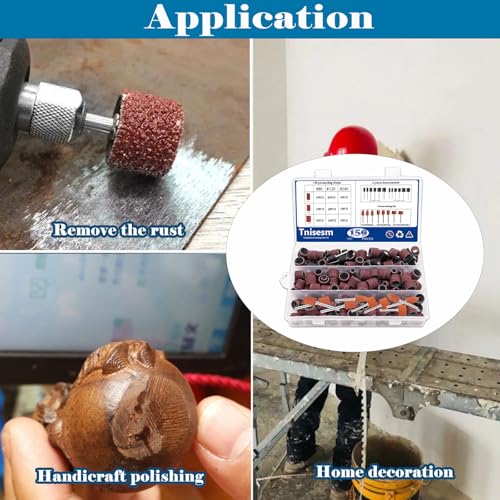 Image of Tnisesm 159Pcs Sanding Drum Set for Dremel Rotary Tools-Includes 138 Aluminum Oxide Drum Sander Sanding Sleeves (80,120,240 Grit),12 Drum Mandrels and 9 Sanding Bits,Sanding Bits Tool Accessories