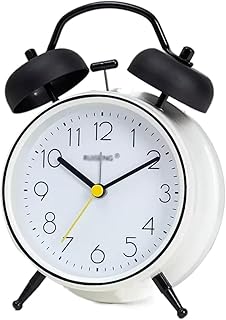 VejiA Alarm Clock,Bedside Alarm Clocks,4 inch Loud Alarm Clock for Kids,Non-Ticking Silent,Night Backlight,Battery Operated,Twin Bell Basic Clock for Wake-up Super Silent Clock