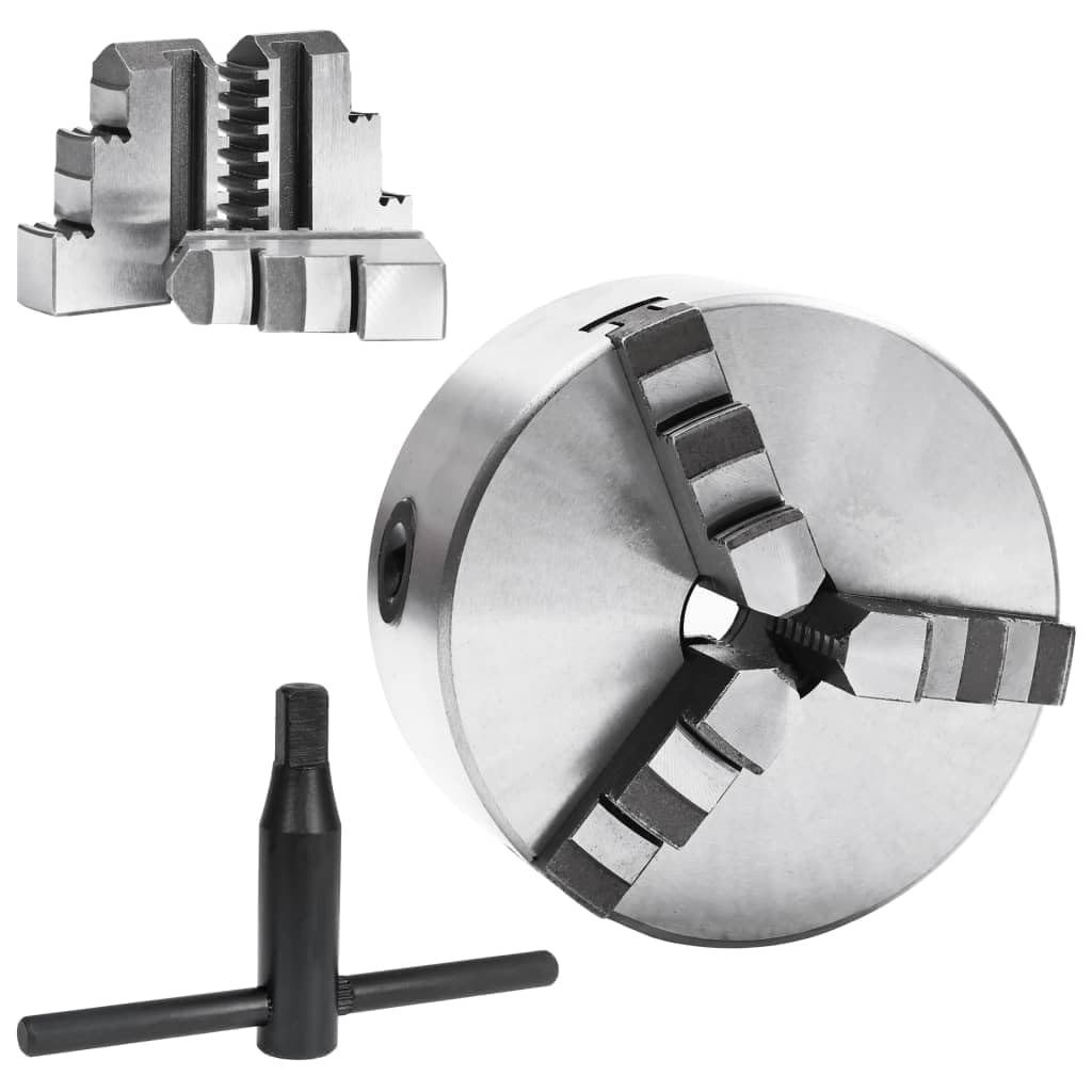 vidaXL Mandrino per Tornio a 3 Griffe Autocentrante Morsetto Sistema Serraggio Ganasce Attrezzi Utensili Fai da Te Fresa 125 mm in Acciaio
