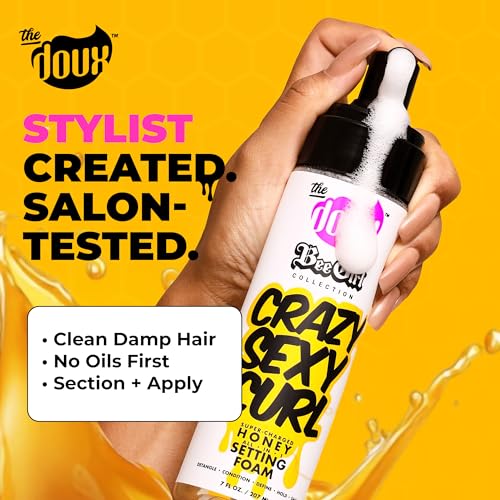 The Doux Curl Cream & Setting Mousse for Curly Hair CRAZYSEXYCURL Honey Foam for Heatless Curls Overnight, Frizz Control, Shine & Moisture – Curly Hair Styling Product with Aloe & Silk Amino Acids - Image 3