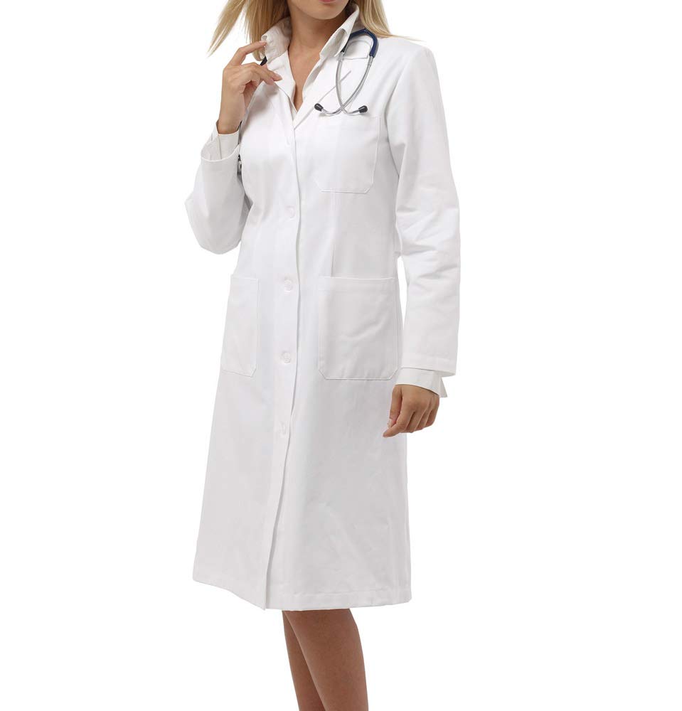 Bata sanitaria de trabajo blanca – uniforme de manga larga para mujer – Bata de laboratorio para doctora, médico, estructura sanitaria, enfermera, veterinario