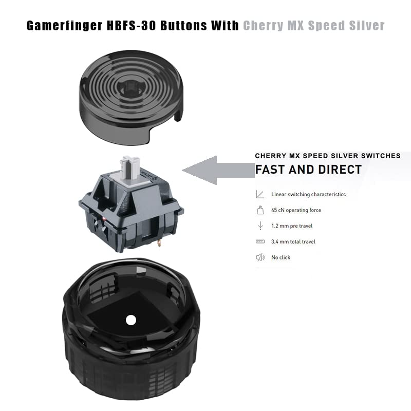 8pcs Original Gamerfinger HBFS-30 30mm Mechanical Buttons with Cherry MX speed sivler for Arcade Controller Box (8PCS HBFS-30-Screw Black)