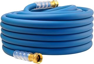 Heavy Duty Premium Garden Hose 75ft x 5/8", 300PSI Working, 1000PSI Burst, Hybrid Rubber Water Hose with Tr...