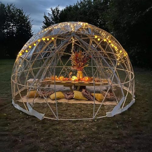 Tente de jardin de 12 x 7,2 pieds, tente à bulles, tente de jardin, tente transparente de jardin, avec 2 guirlandes lumineuses de 10 m, pour dîner, camping dans l'arrière-cour, observation des étoiles
