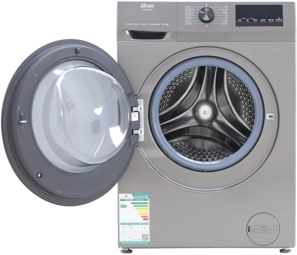 Budget | Ugine Automatic Washing Machine, Front Load, 10 KG, 100% Thermal Drying, Inverter, energy saving 23%, Silver - UWHFLC10S 2026