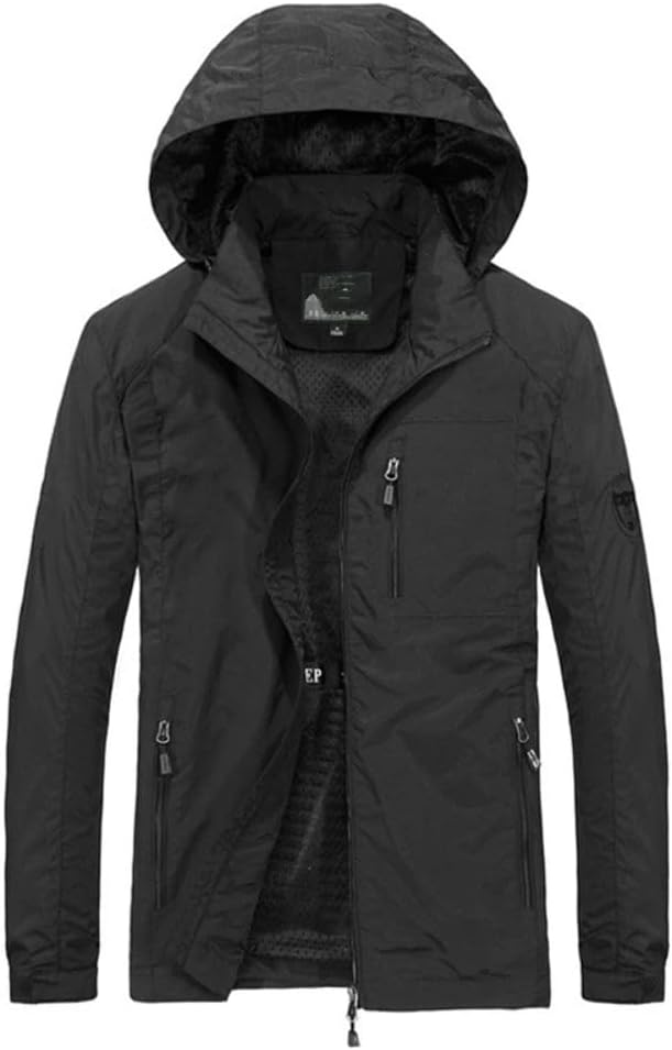 Youllyuu Men's Windbreaker Jackets Hooded Wind Breaker Casual Coat Outdoor Hiking Jackets