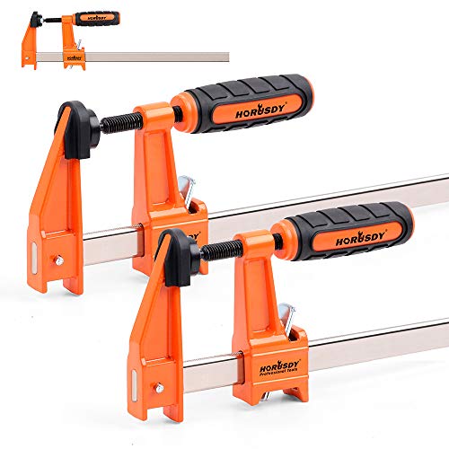 HORUSDY 2-Pack 12-Inch Steel Bar Clamps, Quick-Adjust, with 3-Inch Throat and Micro-Adjustment Handle